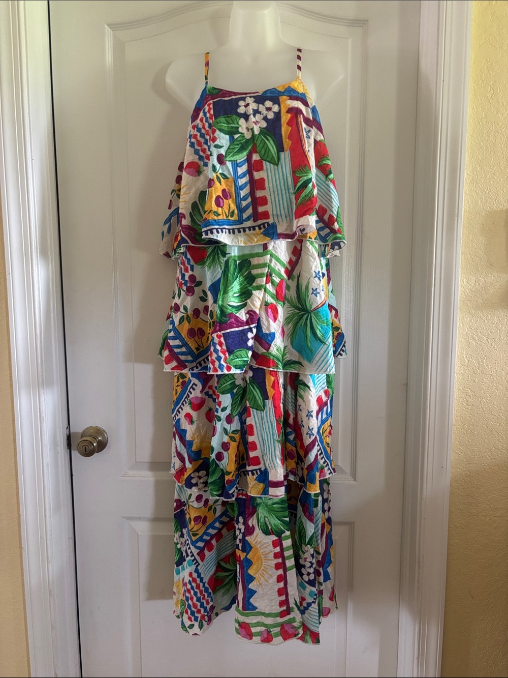 Blakeley S/M Tropical Multi-Color Tiered Maxi Dress